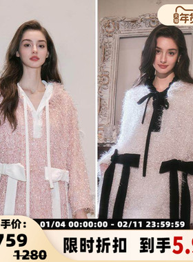 FLONAKED 秋冬雪花绒毛宽松撞色长上衣外套银泰百货精品 300170