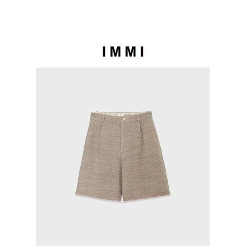 IMMI女士短裤粗花呢高腰阔腿裤