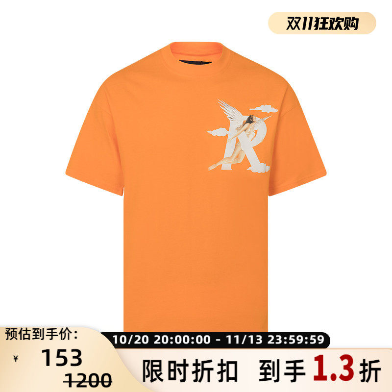 【折扣】REPRESENT 夏季纯色棉质天使图案印花男短袖T恤