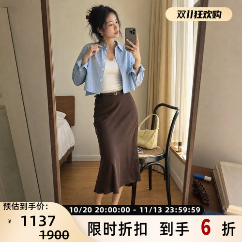 小狐狸女士短款纯棉长袖衬衫