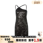 黑色性感辣妹风亮片装 MSGM春季 新款 饰女士吊带连衣裙短裙银泰