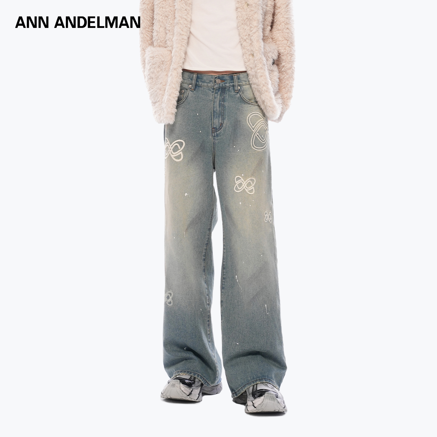 ANN ANDELMAN 25秋冬新款男女同款绣花logo牛仔裤银泰百货 301286