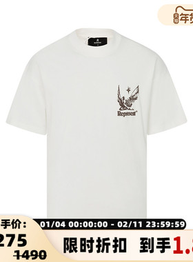 REPRESENT 春季纯色小众潮牌高街复古美式印花男士短袖T恤