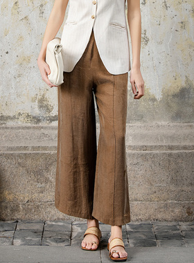 KAR PEISKOS 女士叶芋森林缎面七分阔腿裤银泰百货精品 301600