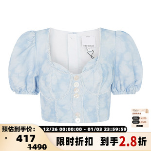 上衣银泰 春夏女士简约清新剪裁设计气质休闲短袖 MEO