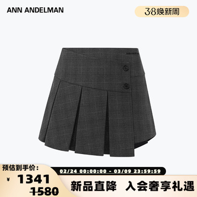 ANN ANDELMAN  25春夏女士高腰a字复古百褶短裙银泰百货301286
