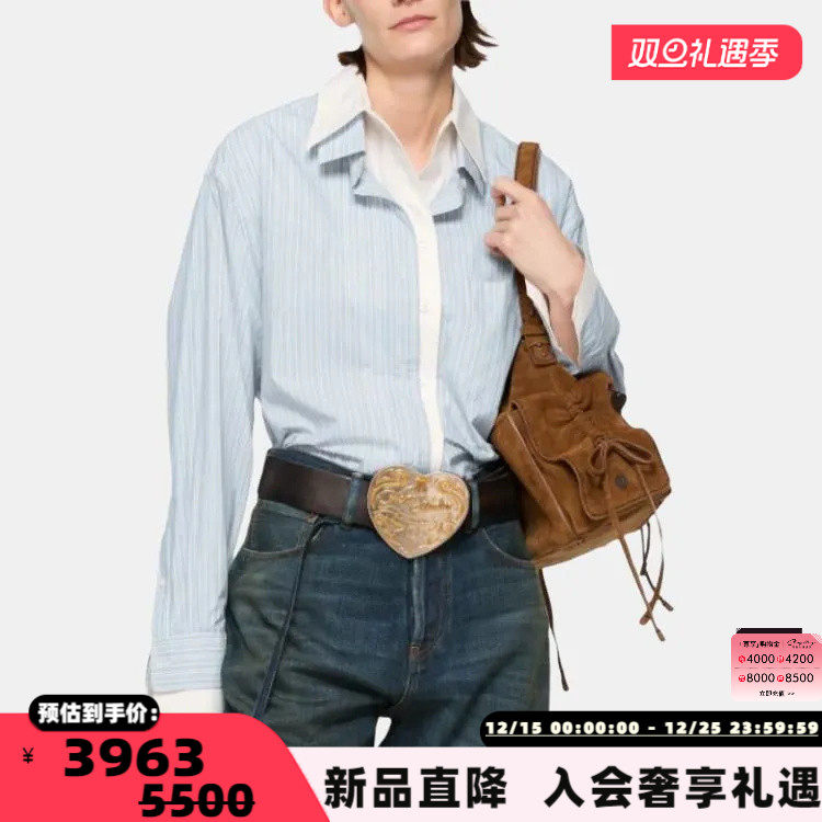 ACNE STUDIOS 25秋冬女士细条纹假两件长袖衬衫银泰百货 301574