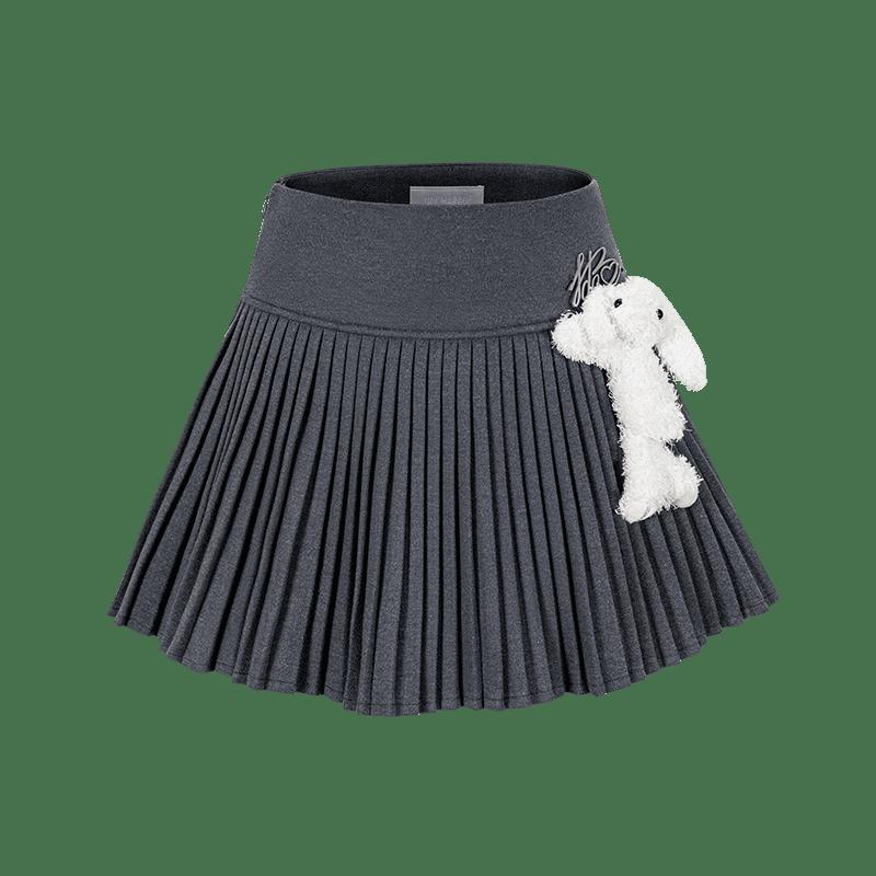 13DEMARZO立体玩偶薄毛呢百褶裙