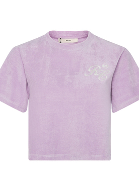 RECTO纯色经典刺绣logo款舒适毛巾料女士短款T恤短袖银泰