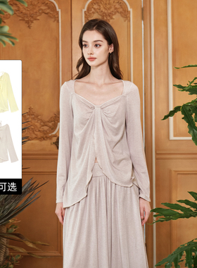 FLONAKED 女士可拆式挂脖不规则褶片宽松针织衫银泰 300170