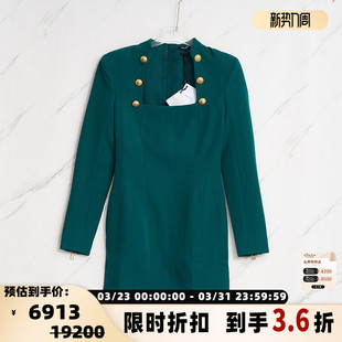 羊毛连衣裙银泰百货精品 短款 301596 春秋女士方领修身 BALMAIN