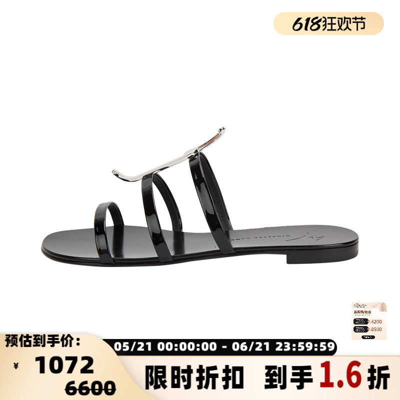 Giuseppe Zanotti GZ 女士大气高级圆头套脚平底凉鞋凉拖