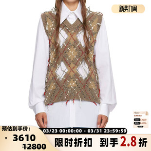 301604 女士羊毛V领菱形格镂空针织背心银泰百货 MAISON MARGIELA