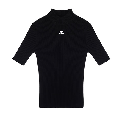 courreges 女士时尚休闲短袖高领毛衣针织衫 301574