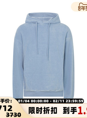 MARTINE ROSE 春季浅蓝色毛巾面料后背字母刺绣男士连帽卫衣