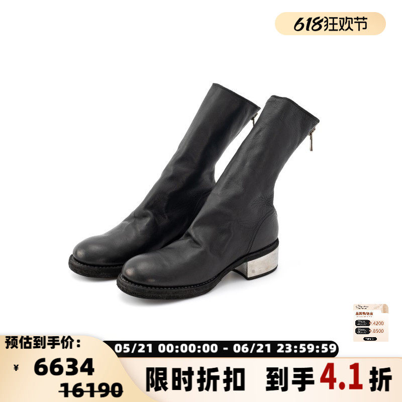 GUIDI 女士秋冬舒适百搭低跟中筒靴矮筒靴银泰百货精品 301574