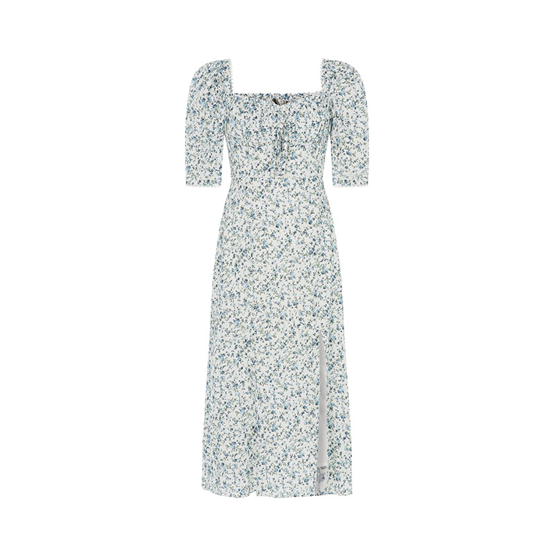 【折扣】KEEPSAKE 女士碎花优雅日常休闲下开衩短袖中长款连衣裙