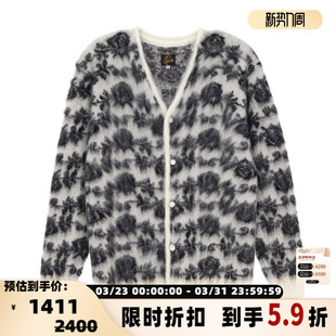 毛衣银泰百货精品 黑白花色马海毛混纺V领开衫 301574 男士 NEEDLES