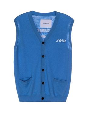 pushBUTTON 秋冬女士字母刺绣毛线马甲针织背心银泰百货 301574