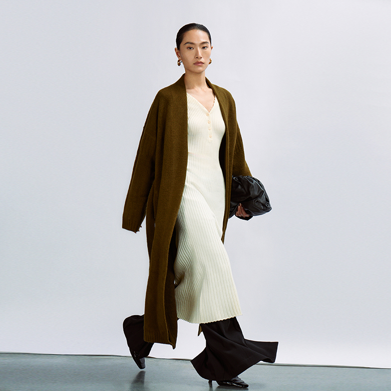 INSPIRE浴袍式长款针织开衫