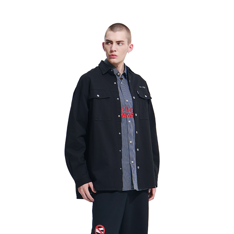 VETEMENTS 25秋冬男女同款领口刺绣休闲衬衫夹克银泰百货 301446