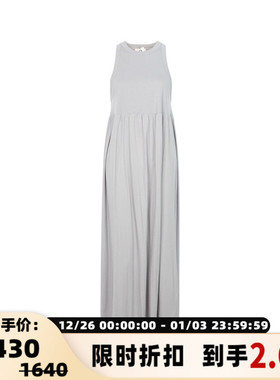 Ninety Percent 春季浅灰色棉质气质显瘦无袖背心裙连衣长裙