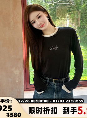 concise-white/简白 女士休闲修身圆领长袖T恤设计师品牌 301257