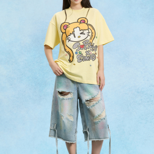 T恤银泰百货 女士Kitty趣味印花彩钻圆领短袖 301355 新款 Sofitte