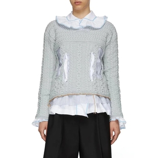 301596 Maison Margiela 早秋款 女士羊毛混纺假两件上衣银泰百货