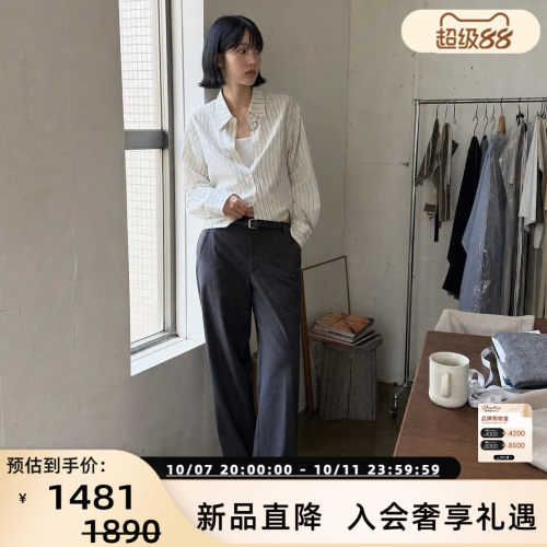 新款女士长袖条纹翻领衬衫