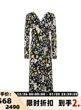 【折扣】STINE GOYA 女士田园风黑色碎花长款连衣裙