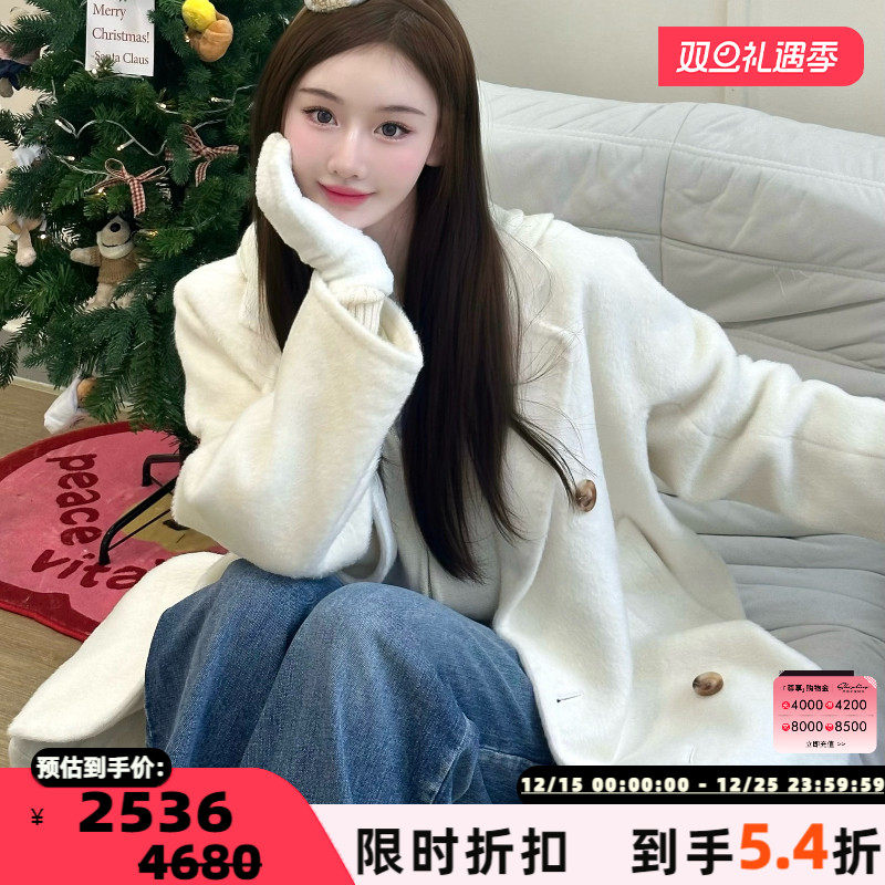 concise-white/简白扣落肩外套