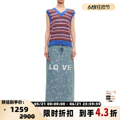 SHORT SENTENCE 女士字母破洞毛边牛仔半身裙银泰百货 301604