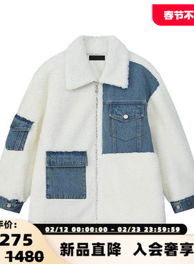 Three Quarters 秋冬女士牛仔拼接外套银泰百货 301355