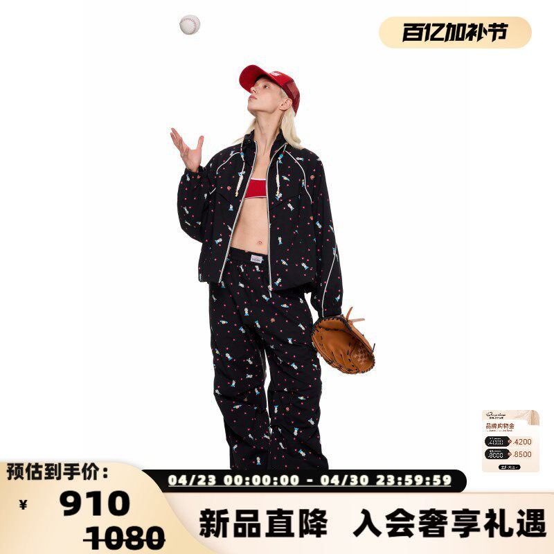 Alexia Sandra 运动小兔当家满印抽皱宽松运动长裤301261