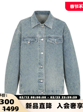 Three Quarters 女士2025蓝色满钻宽松牛仔外套银泰百货 301355