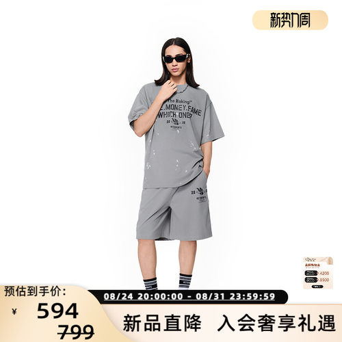 VETEMENTS26春夏男女同款复古做旧赃物效果短袖T恤 银泰 301446