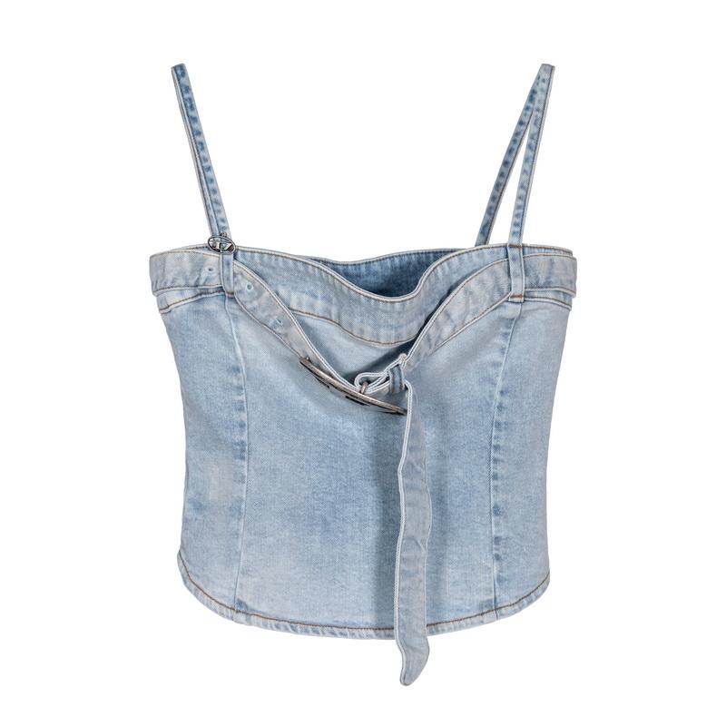 DIESEL 24秋冬潮奢女士牛仔背心吊带上衣银泰百货精品 301574
