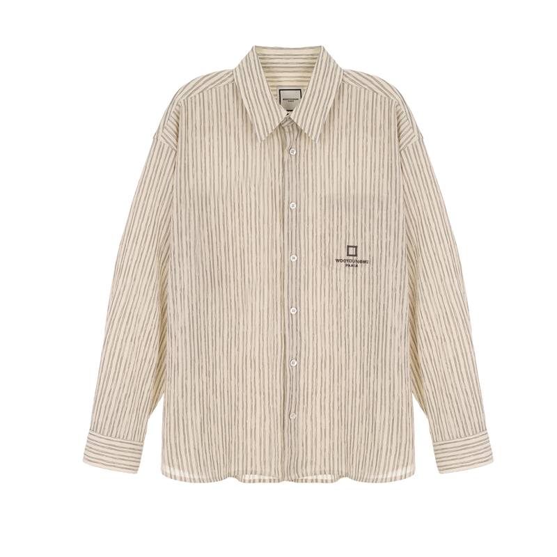WOOYOUNGMI 春夏新款男士翻领时尚条纹长袖衬衫银泰百货 301574