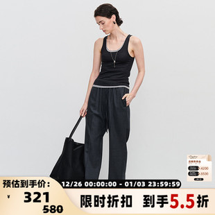 301257 24胶囊系列女士假两件背心银泰百货 CONCISE WHITE简白