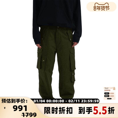 SALVAGESARCLE 男士潮牌工装裤美式复古宽松阔腿直筒裤银泰301515