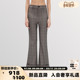 301600 Kar 裤 Peiskos 银泰百货精品 25秋冬女士灰色格纹喇叭西装
