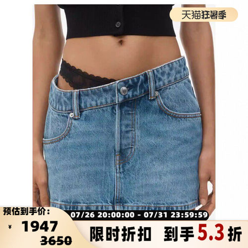 ALEXANDER WANG女士不对称蕾丝细节牛仔半身裙 银泰百货 302000