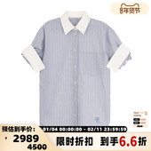 银泰百货精品 ACNE 301574 女士条纹短袖 衬衫 STUDIOS 春夏新款