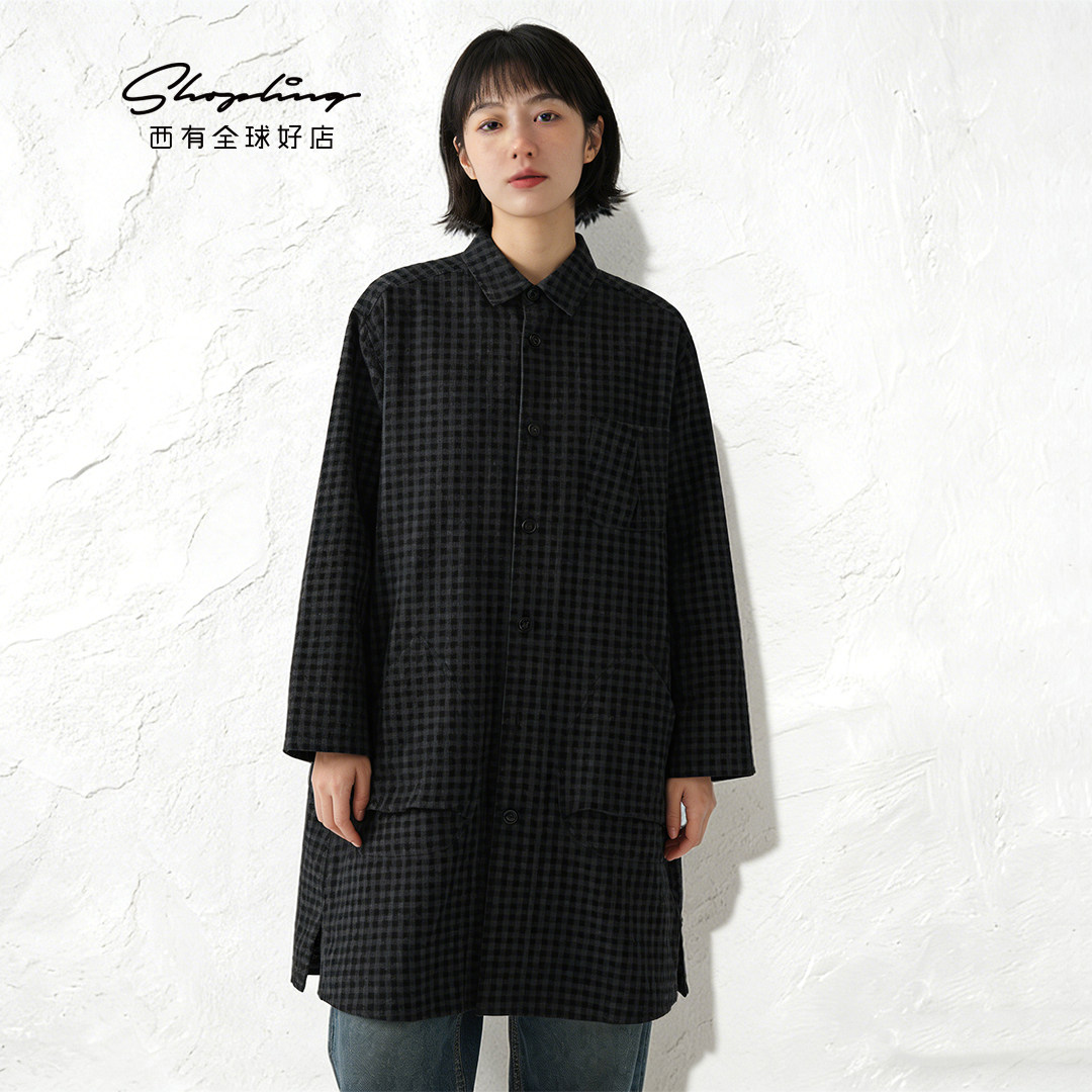 INSPIRE&STORIES 26春夏新款女士中长款纯棉格纹衬衫 银泰百货