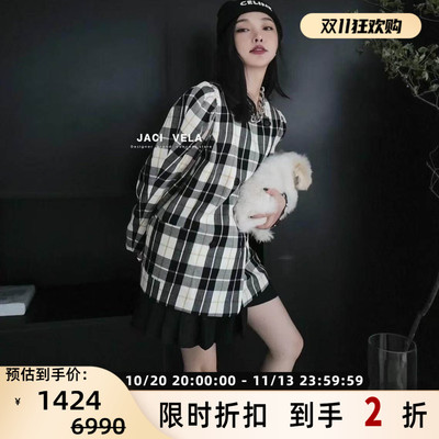 Pushbutton 秋冬款女士经典格纹西装夹克外套银泰百货精品 301596