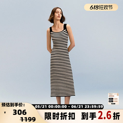 INSPIRE肌理宽肩带针织连衣裙