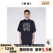 女士纯色针织圆领LOGO印花落肩T恤 IMMI 设计师品牌 300124