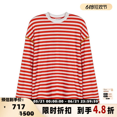 SHORT SENTENCE日常通勤女士条纹圆领长袖T恤银泰百货 301574