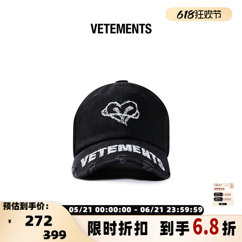 VETEMENTS  潮流男女刺绣棒球帽可调节复古鸭舌帽子301446